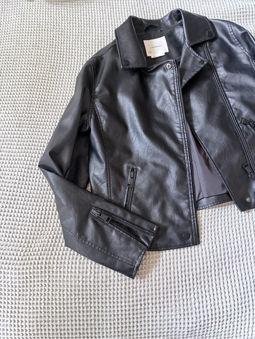 By Anthropologie Black Faux Leather Jacket - Moto Style (M)